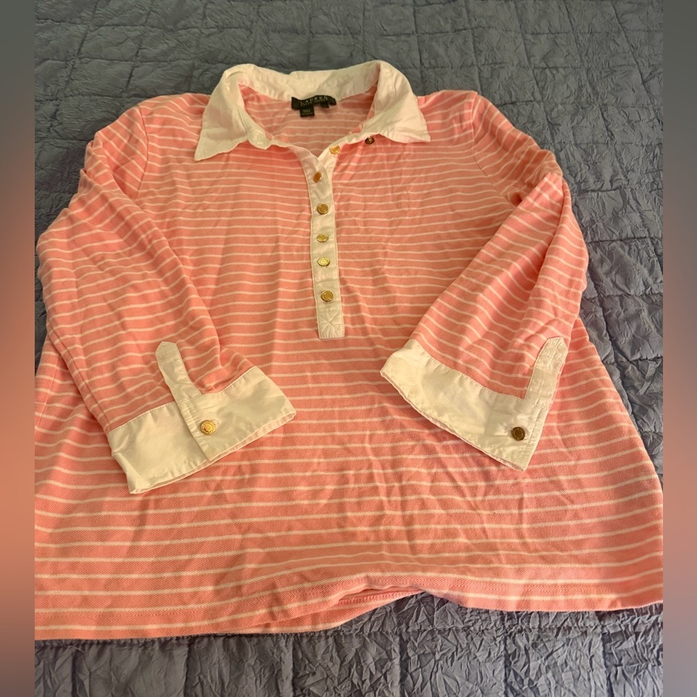 Lauren Ralph Lauren Pink/white cotton rugby women’s XL